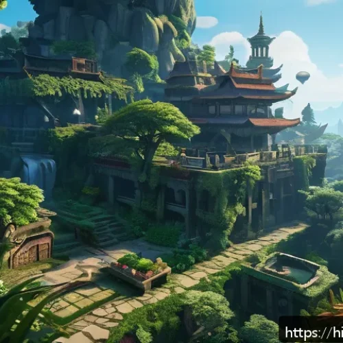퍼즐오브Z 비주얼 업데이트 - A vibrant, richly detailed fantasy game world scene from Puzzle of Z, showcasing natural and dynamic...
